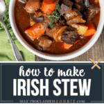 Recipe for homemade Irish stew with guinness stout beer.