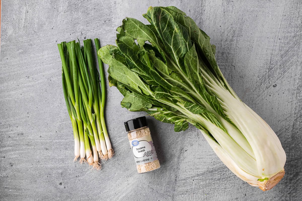 bok choy, green onions, and sesame seeds for salad.