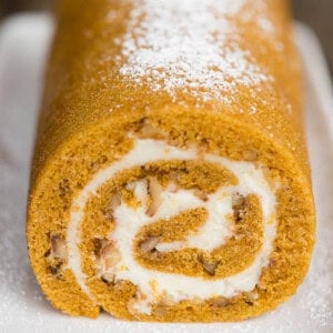 pumpkin roll cake with cream cheese filling