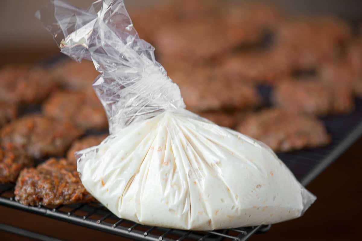 bag of cream cheese frosting.