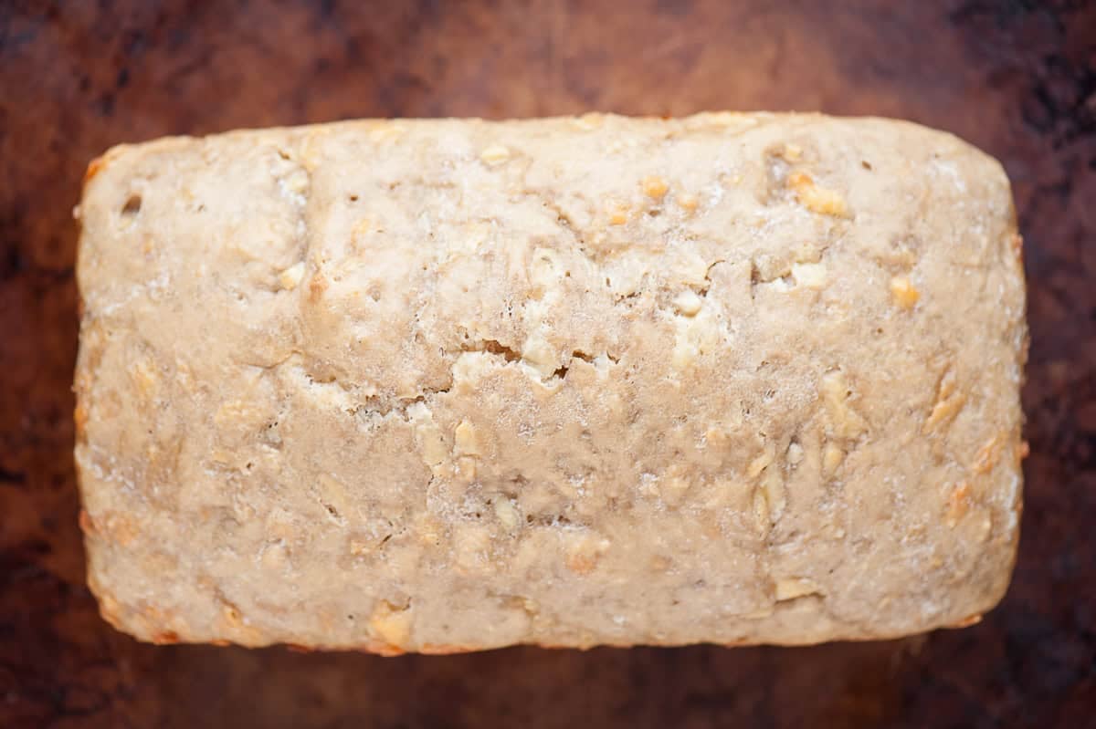 Top of a loaf of Guinness beer bread.