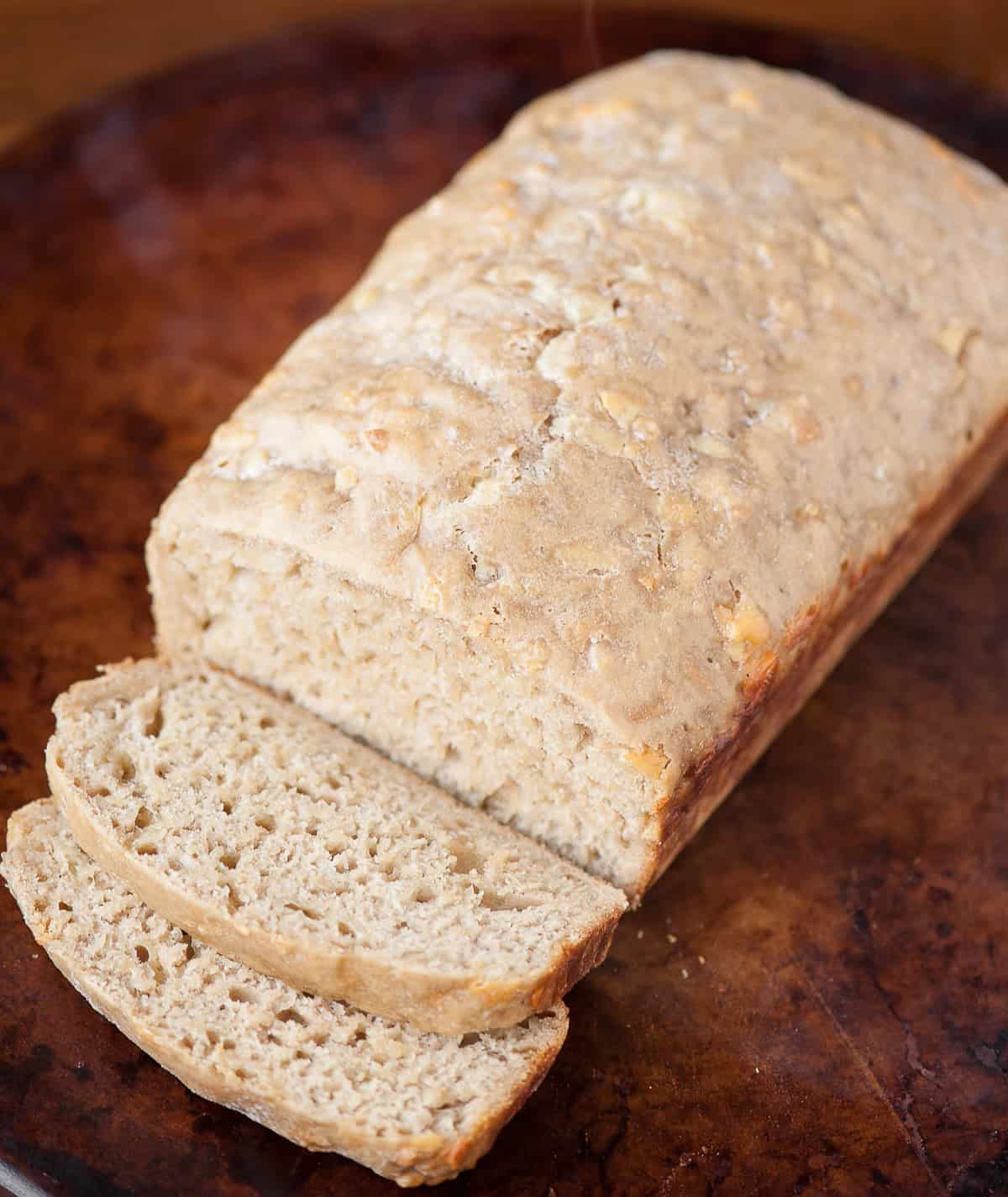 Sliced Guinness beer bread.