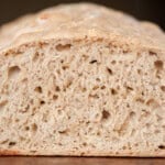 Showing the inside of a loaf of Guinness beer bread.