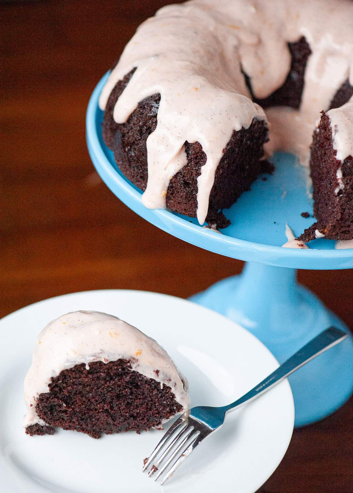 Guinness chocolate cake with orange frosting.