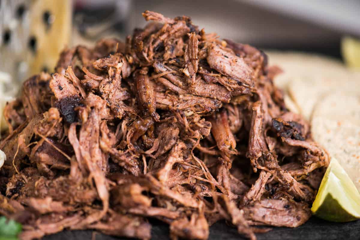 Shredded barbacoa beef.