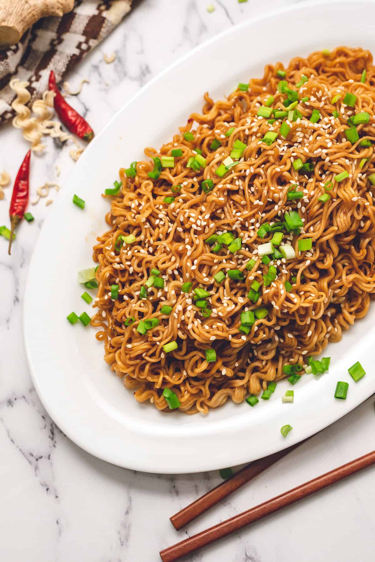 instant ramen noodle hack with homemade sauce.