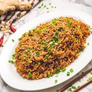 instant ramen noodle hack with homemade sauce.