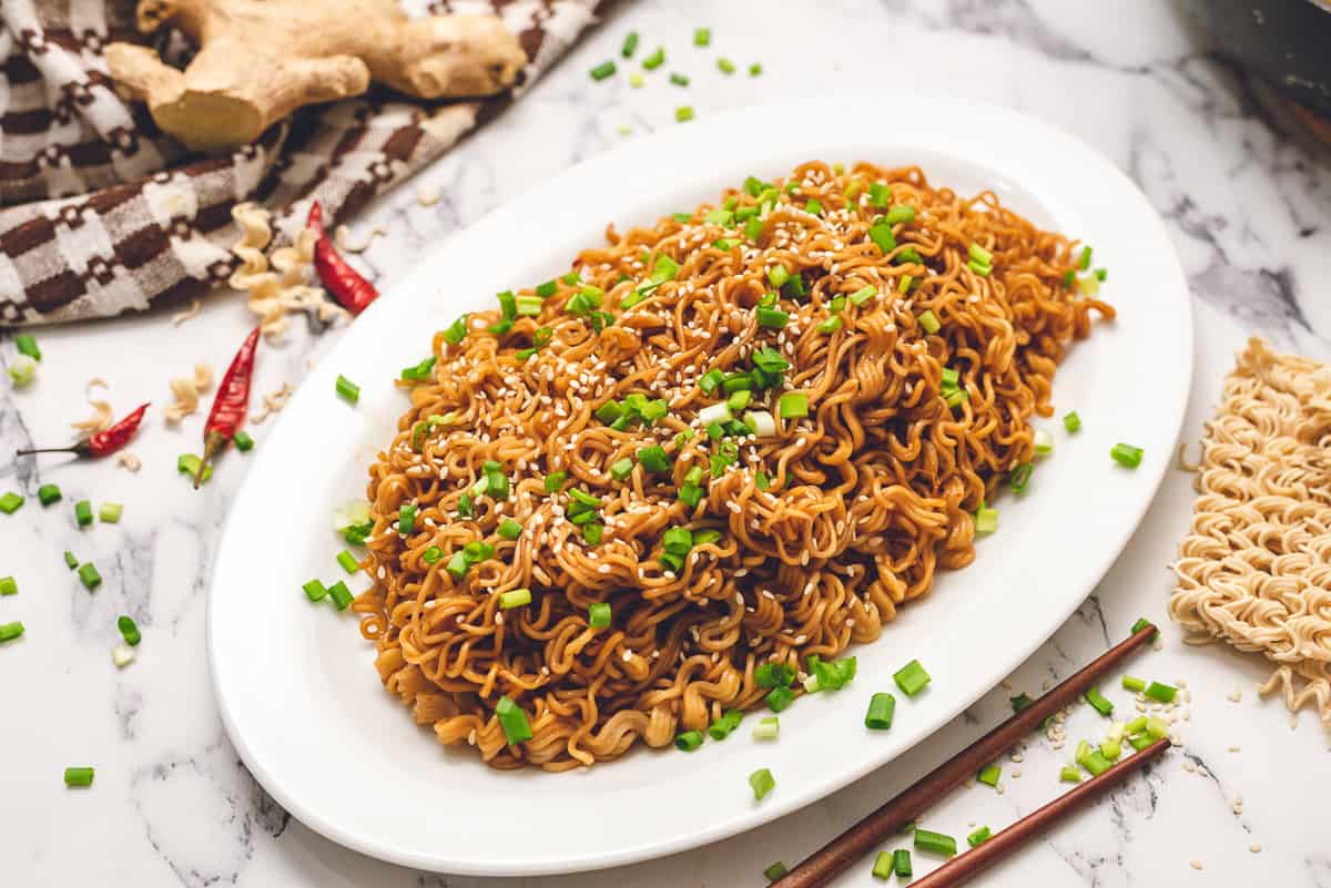 instant ramen noodle hack with homemade sauce.