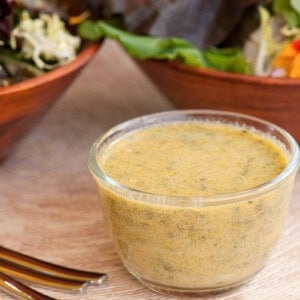 lemon vinaigrette with salad greens.