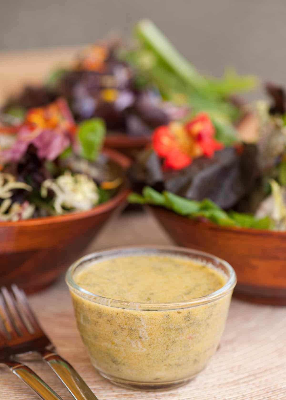 lemon vinaigrette with salad greens.