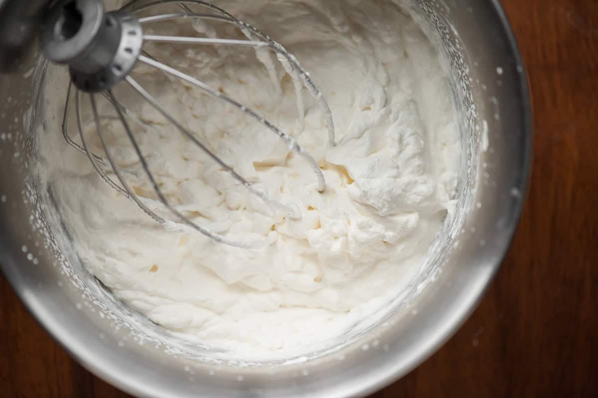 Whipped cream in kitchenaid mixer.