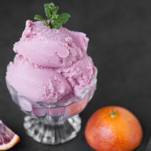 orange sherbet recipe made with blood oranges and buttermilk.