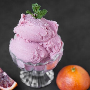 orange sherbet recipe made with blood oranges and buttermilk.