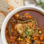 recipe for homemade vegetable beef soup.