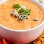 recipe for homemade warm buffalo chicken dip.