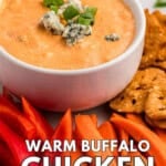 recipe for homemade warm buffalo chicken dip.