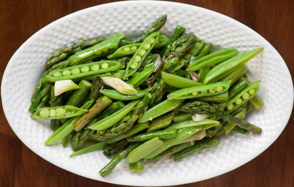 sauteed spring vegetables.