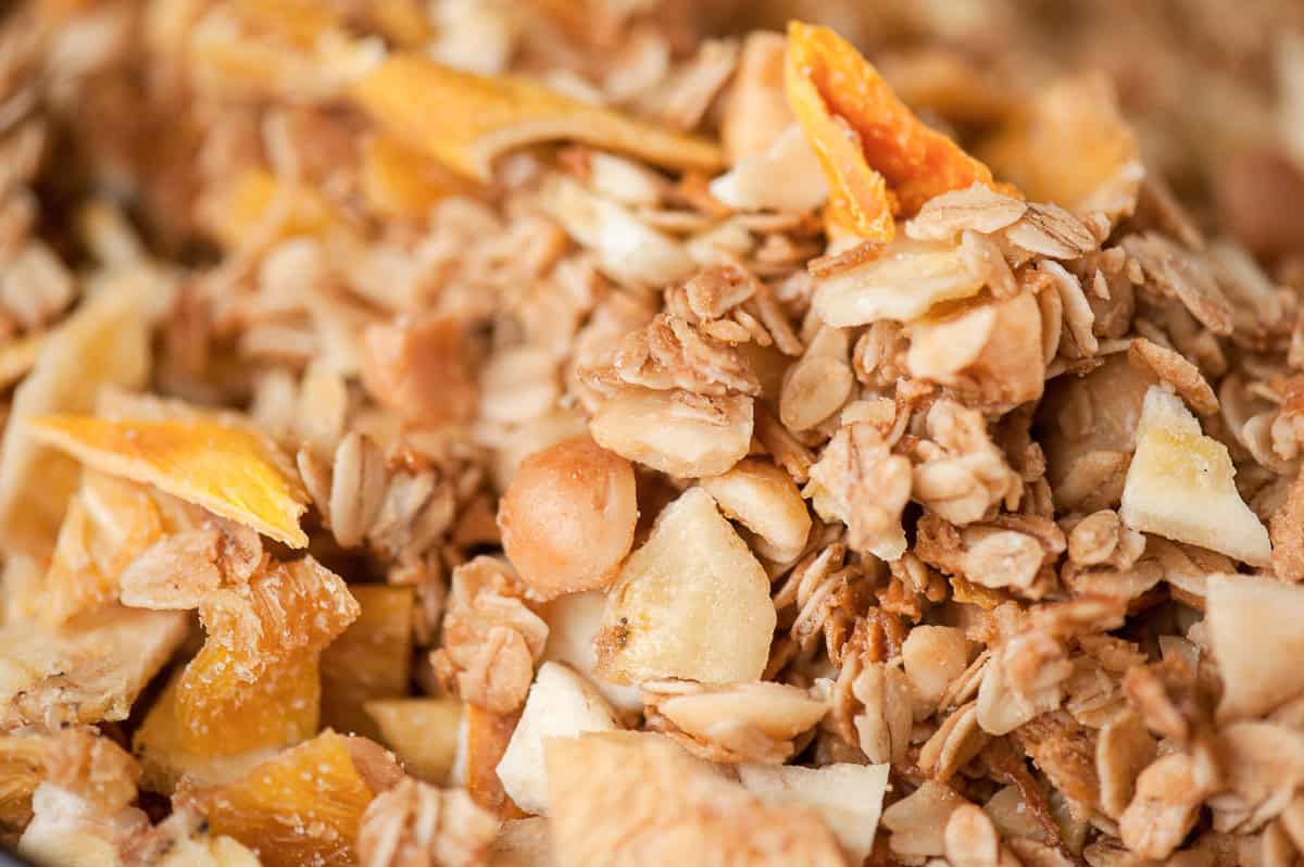 Homemade tropical granola.