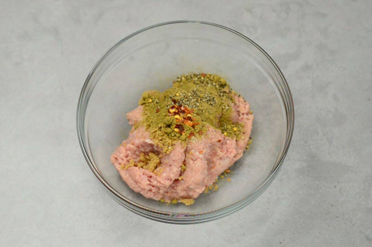 ground pork and seasonings to make breakfast sausage.
