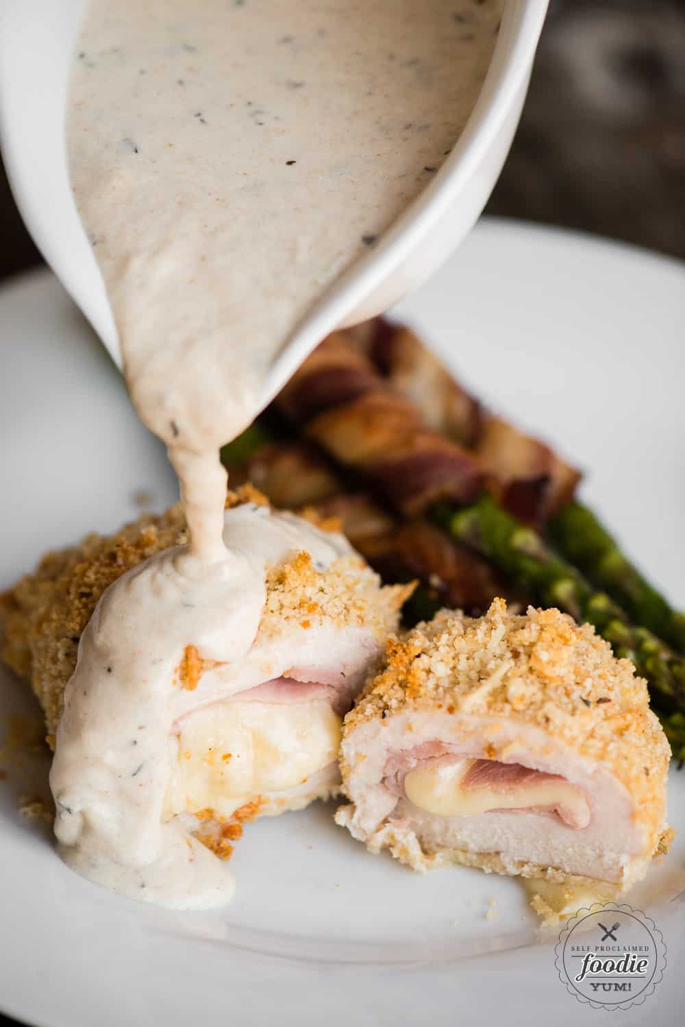 chicken cordon bleu with a dijon cream sauce