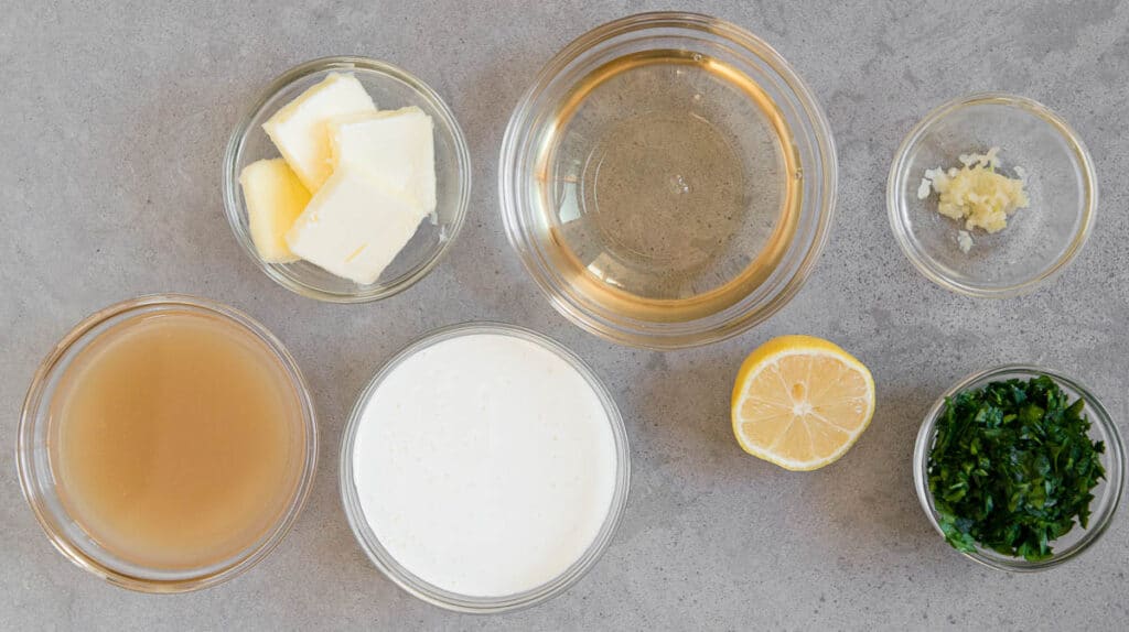 ingredients for lemon butter wine sauce