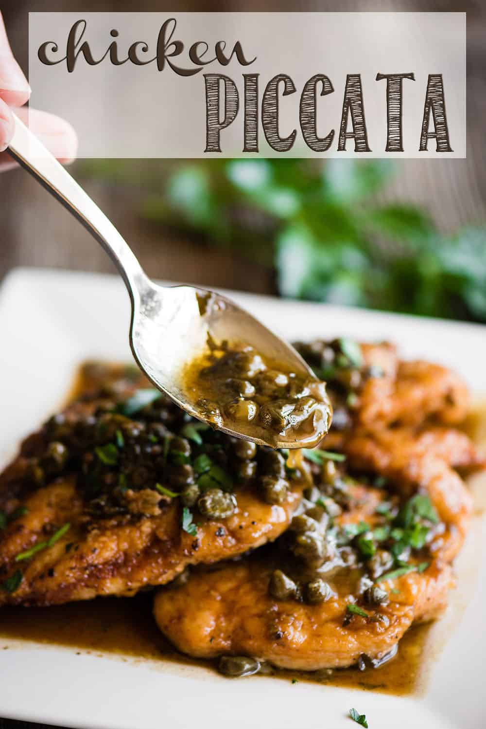 Chicken Piccata made with tenderized chicken breasts, fresh lemon juice, capers, and a white wine butter sauce is a delicious and easy dinner recipe. #chickenpiccata #chicken #capers #lemon #whitewine #easy #recipe #withcapers #chickenpiccatasauce