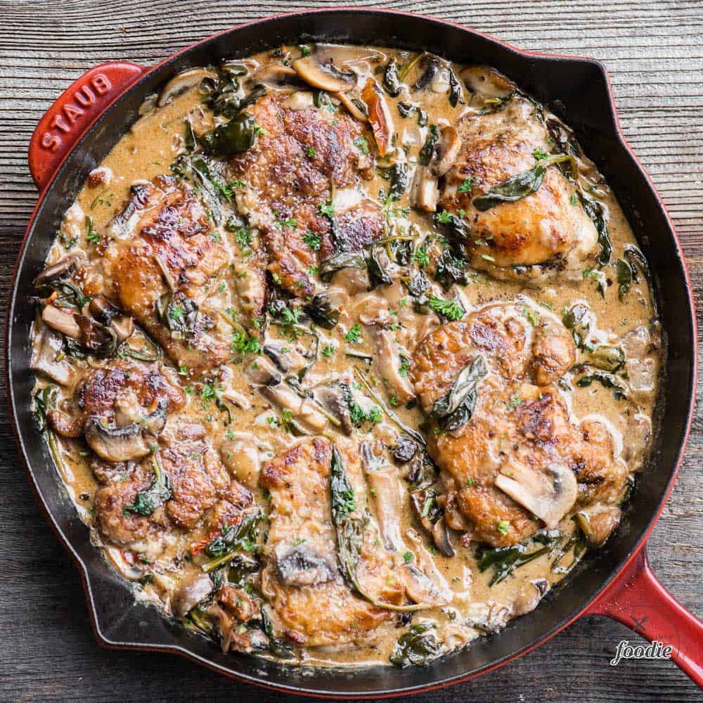Chicken Florentine with mushrooms and spinach