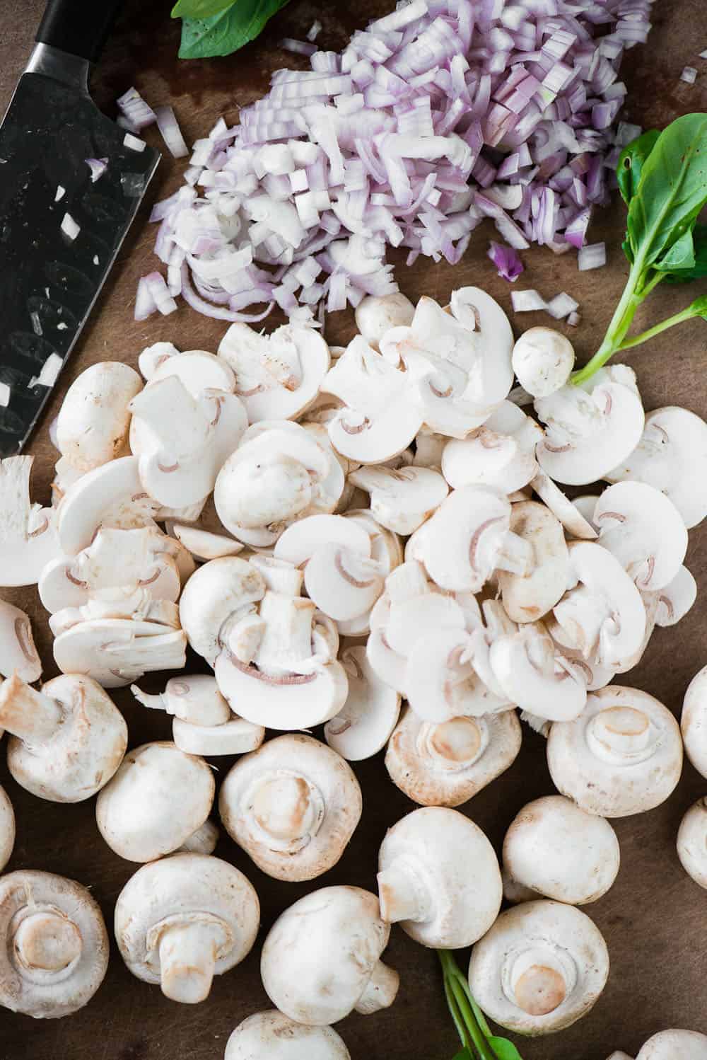 mushrooms and shallots for sausage mushroom rigatoni recipe