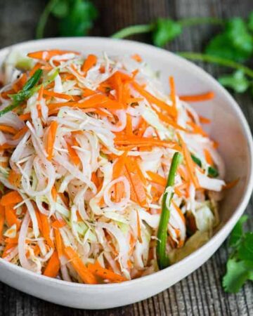 bowl of authentic Curtido cabbage slaw