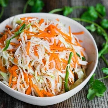 bowl of authentic Curtido cabbage slaw