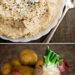Gorgonzola Celery Root Mashed Potatoes are the creamiest, most flavorful side dish recipe I've ever enjoyed! Perfect for Thanksgiving or a weekday dinner!