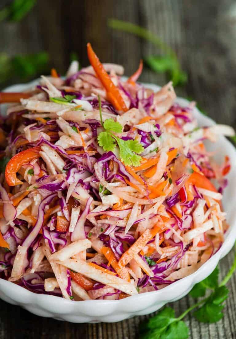 Healthy Vegan Jicama Slaw Recipe Self Proclaimed Foodie