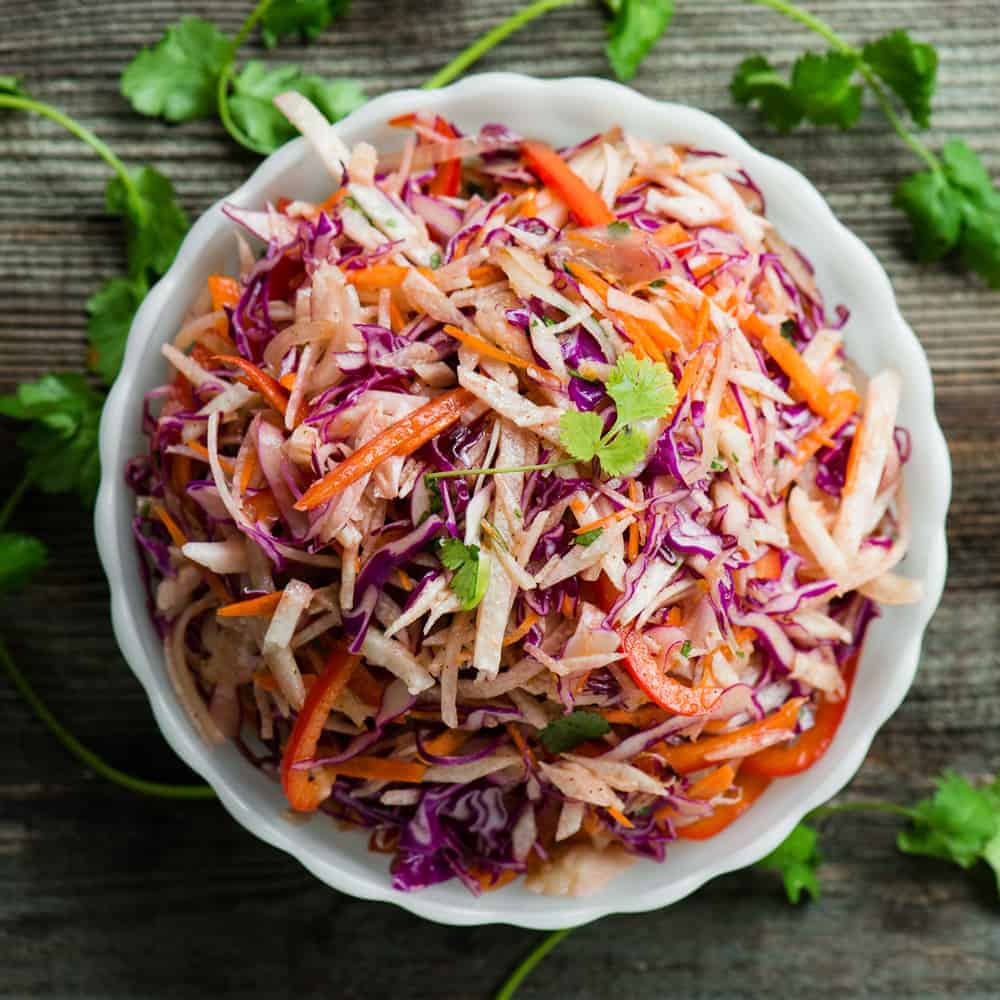 fresh jicama slaw recipe with light vinaigrette