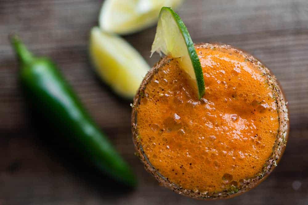 Michelada cocktail with Mexican beer