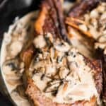 Pan Seared Ribeye Steak with Creamy Mushroom Sauce