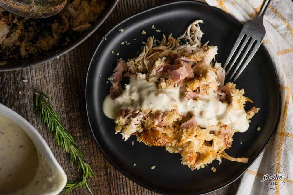 chicken cordon bleu casserole with rotisserie chicken