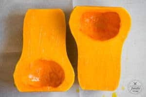 butternut squash halves.