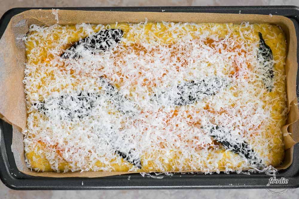 butternut squash bread about to go into the oven.