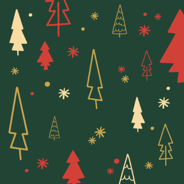 Christmas design with different colored trees and stars.