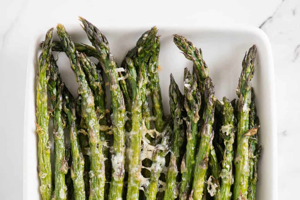 crispy asparagus tips with parmesan cheese