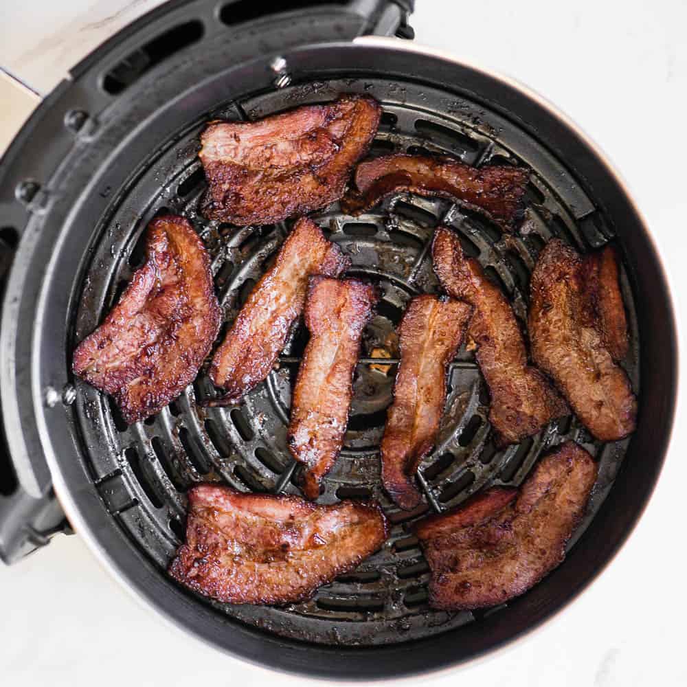 bacon that was cooked in an air fryer