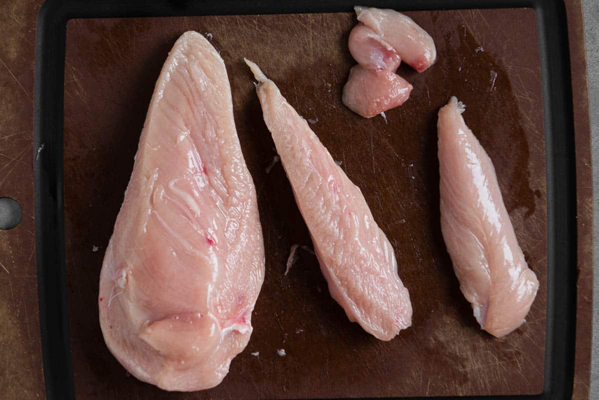 chicken breast with tender cut away