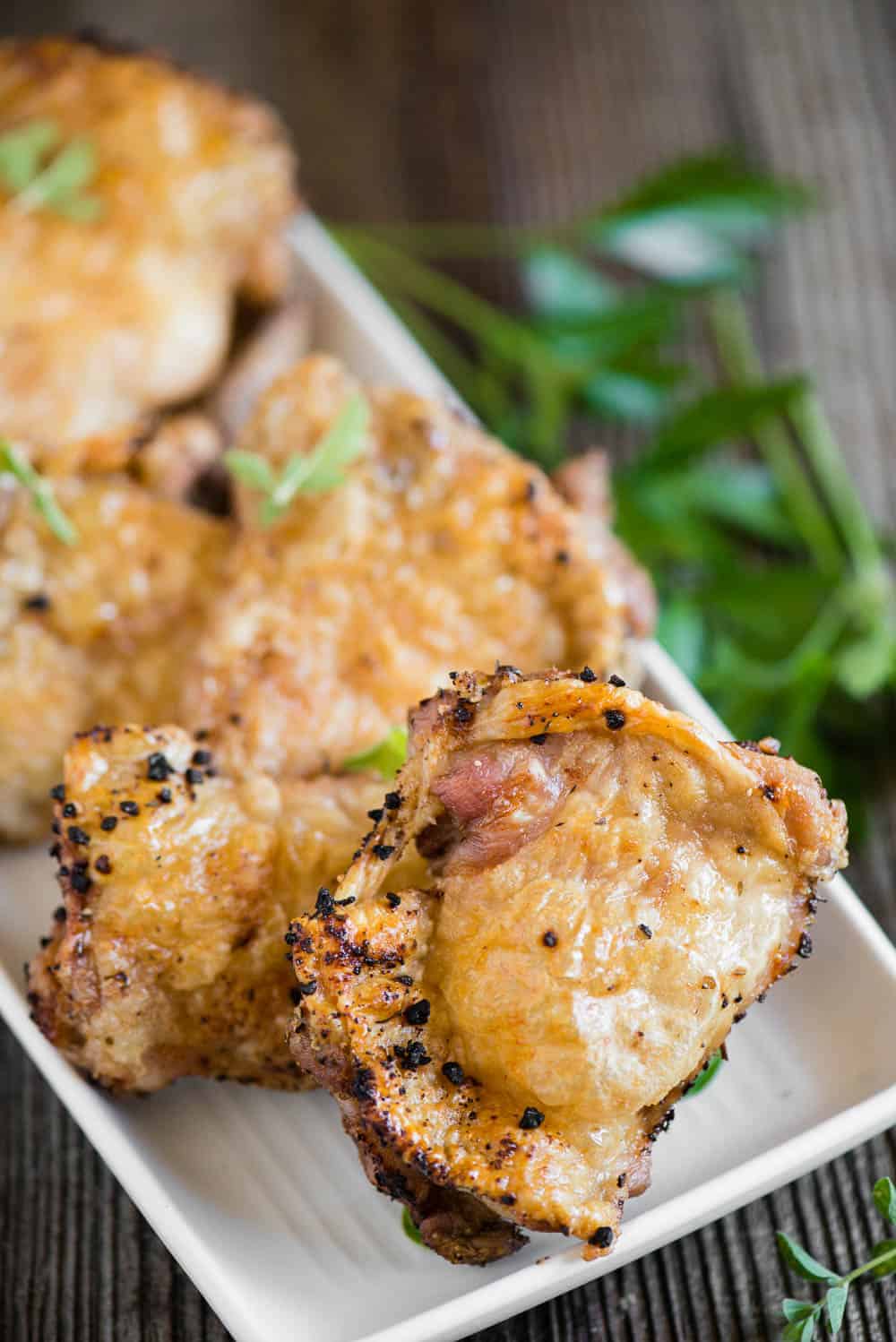 Crispy Parmesan Air Fryer Chicken Thighs