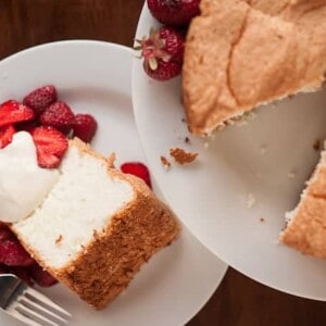 No matter the time of year, nothing beats my favorite fluffy, pure white, perfectly sweet homemade Angel Food Cake smothered in fresh fruit for dessert.