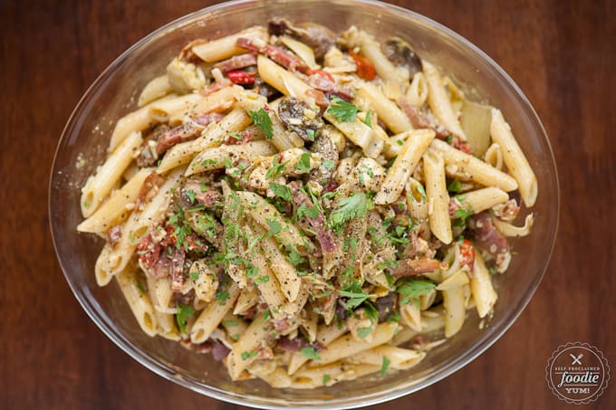 bowl of homemade pasta salad