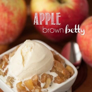 Apple Brown Betty which consists of thinly sliced fresh apples with a no oat sweet and buttery topping.