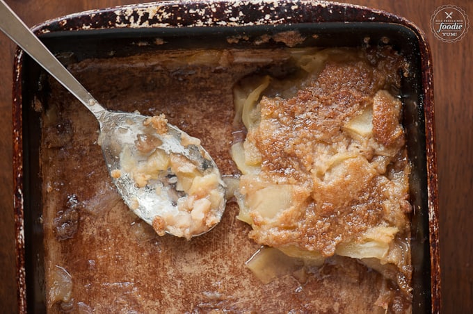 Apple brown betty in a dish