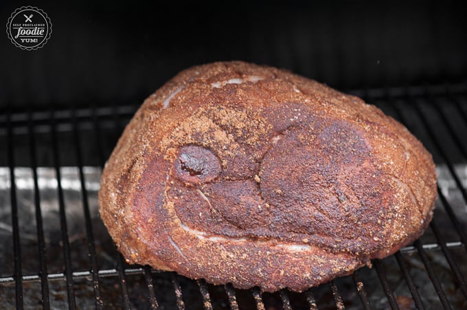 Smoked pulled pork roast on the grill