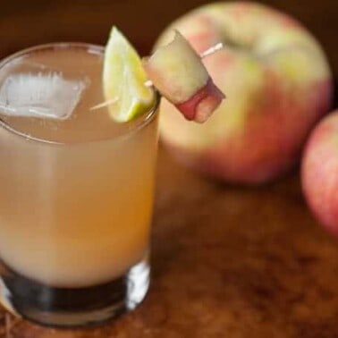 If you're looking for the perfect fall cocktail, this sparkling Apple Ginger Stone Wall Cocktail is made with muddled ginger, apple cider, and bourbon.