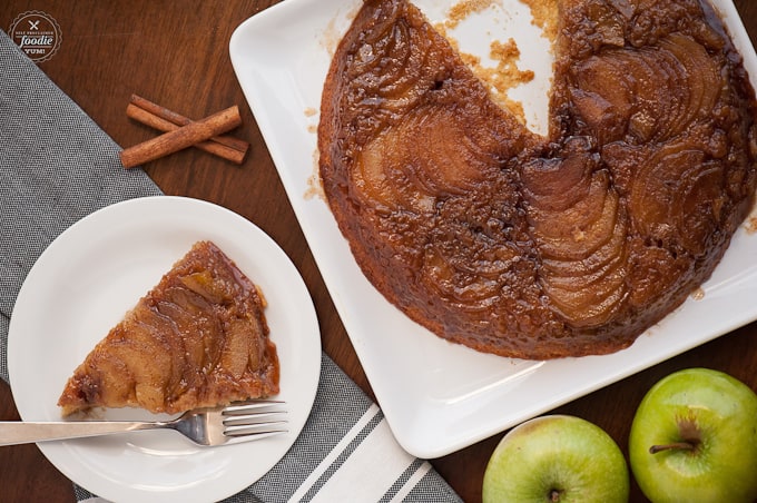 upside down cake made from apples and applesauce